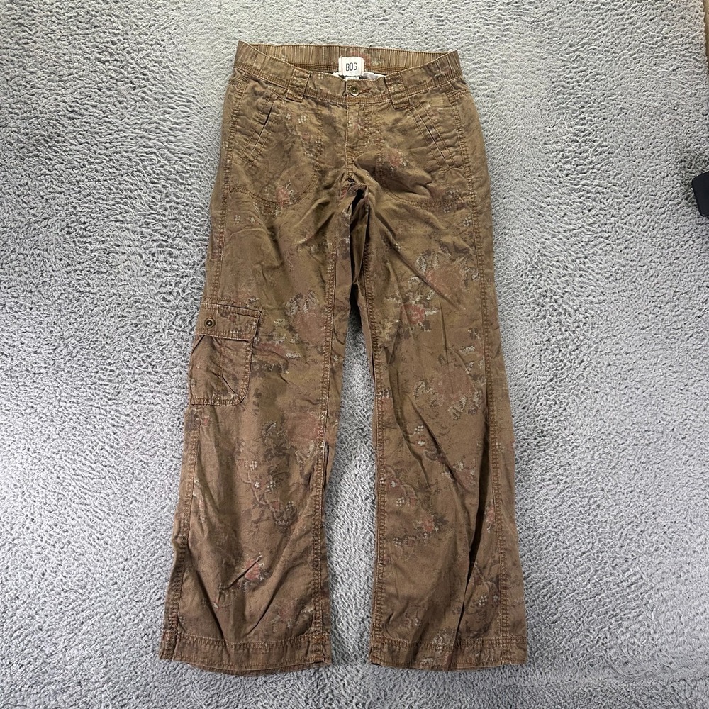 BDG Urban Outfitters Pant Womens XS Brown Floral Cotton Twill Cargo Straight Leg